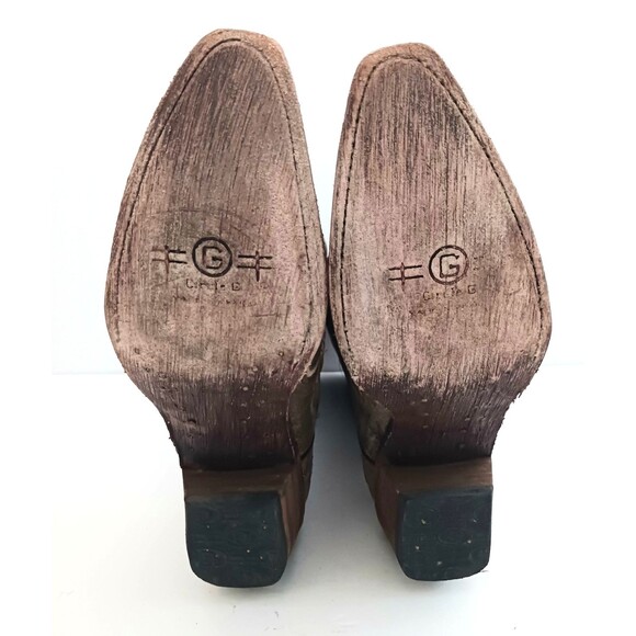 Corral Circle G Embroidered Western Boot Brown Crackle Distressed Leather 6.5M - Picture 9 of 11